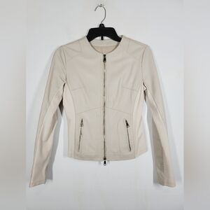 Compagnia Italiana Women's Beige Leather Jacket, Size XS